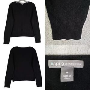 Apt 9 Sweater Cashmere Black Pullover Women’s Size Medium M V Neck